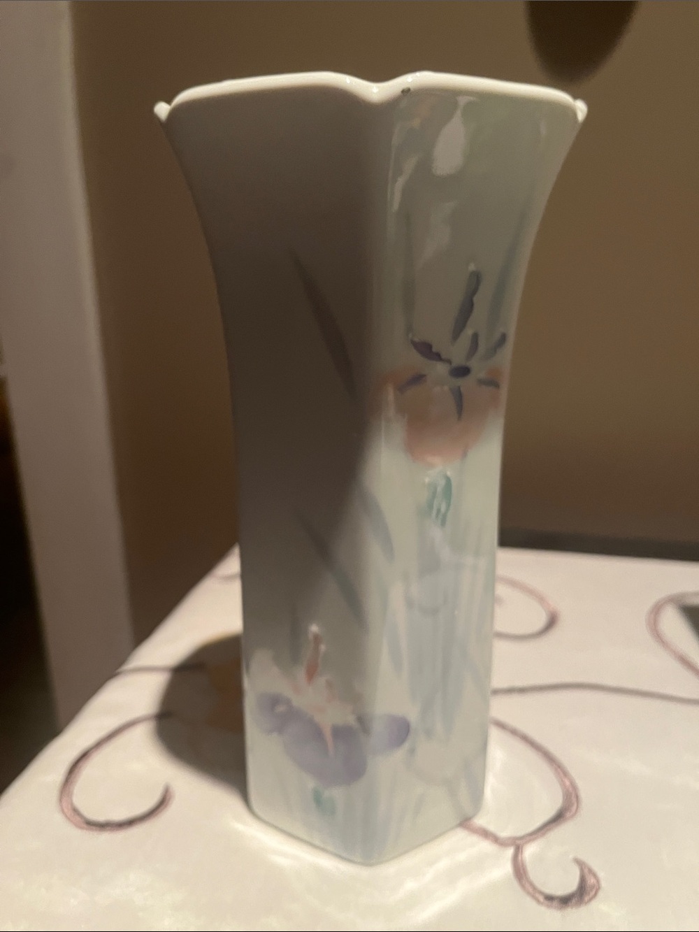Delicate Pale Blue Floral Porcelain Vase